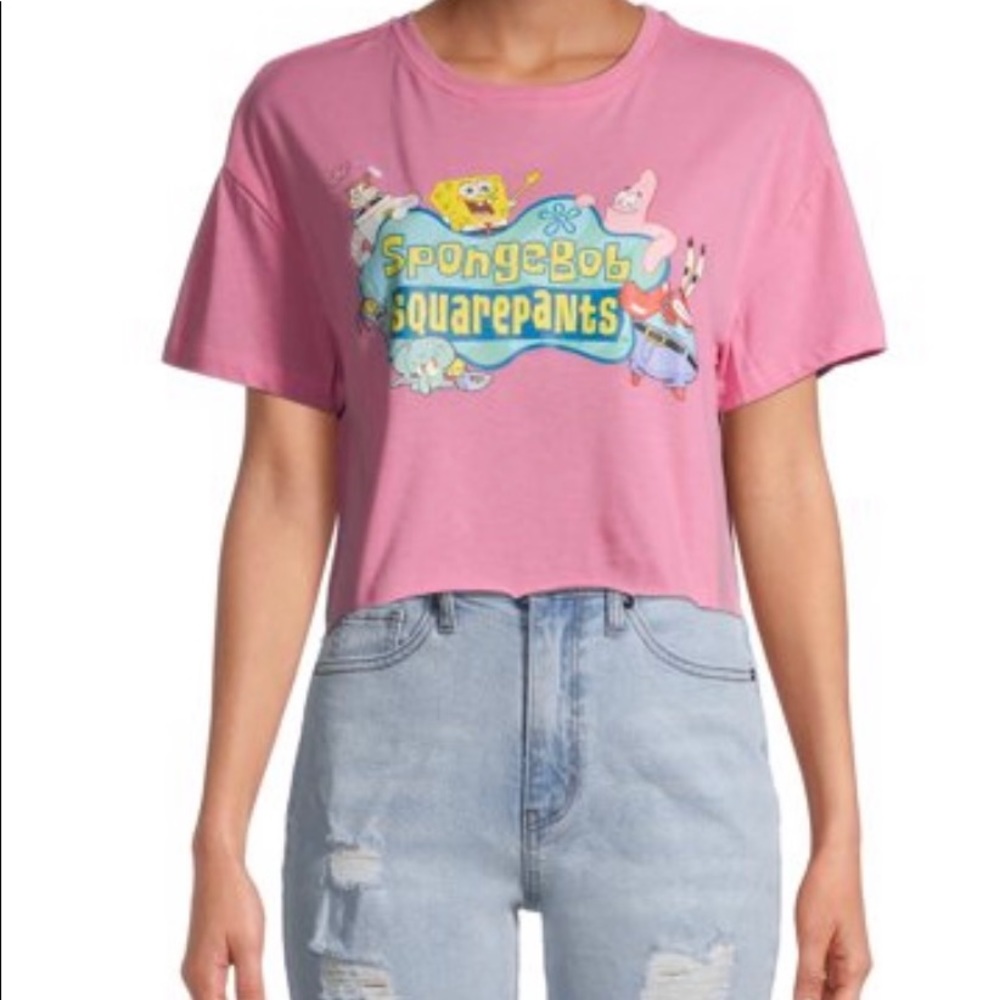 Nickelodeon Spongebob Squarepants graphic  Pink Crop Tshirt